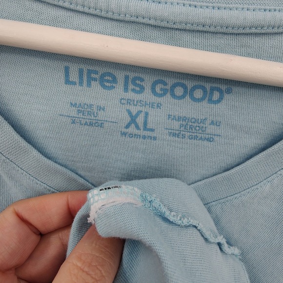 Life is Good Womens Coastal Beachy Crusher Tee XL Blue Wine Flip Flops Graphic - Picture 5 of 16